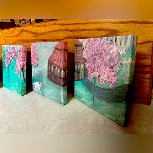 3 pieces each 8x8. Canvas prints from oil paintings
